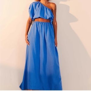 FARM RIO- Never worn Blue One Shouldered Dress